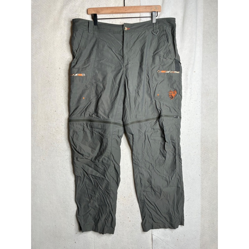 Legendary Whitetails Mens XL Convertible Cargo Pants Green Zip Off Hiking 40x32